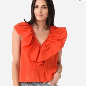 Hunter Bell Red Ruffled Cropped Keller Top Size X-Small